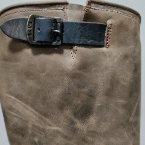 Frye Veronica Slouch Distressed Biker Rocker Prairie Boot Brown Womens Size 6.5 - Picture 9 of 14